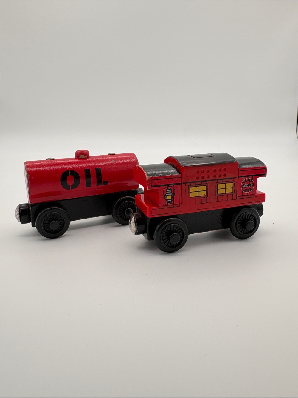 Two Thomas & Friends Wooden Magnetic Engines - Oil Tanker and Musical Caboose